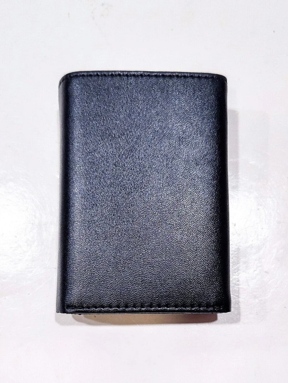 Unbranded Black Leather Tri-Fold Wallet Pop Up Card Holder Slim Magnetic